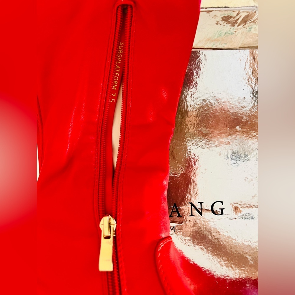 NIB Dolls Kill Azalea Wang Euro Thigh High Boots Surgplatform in Red - Picture 12 of 16